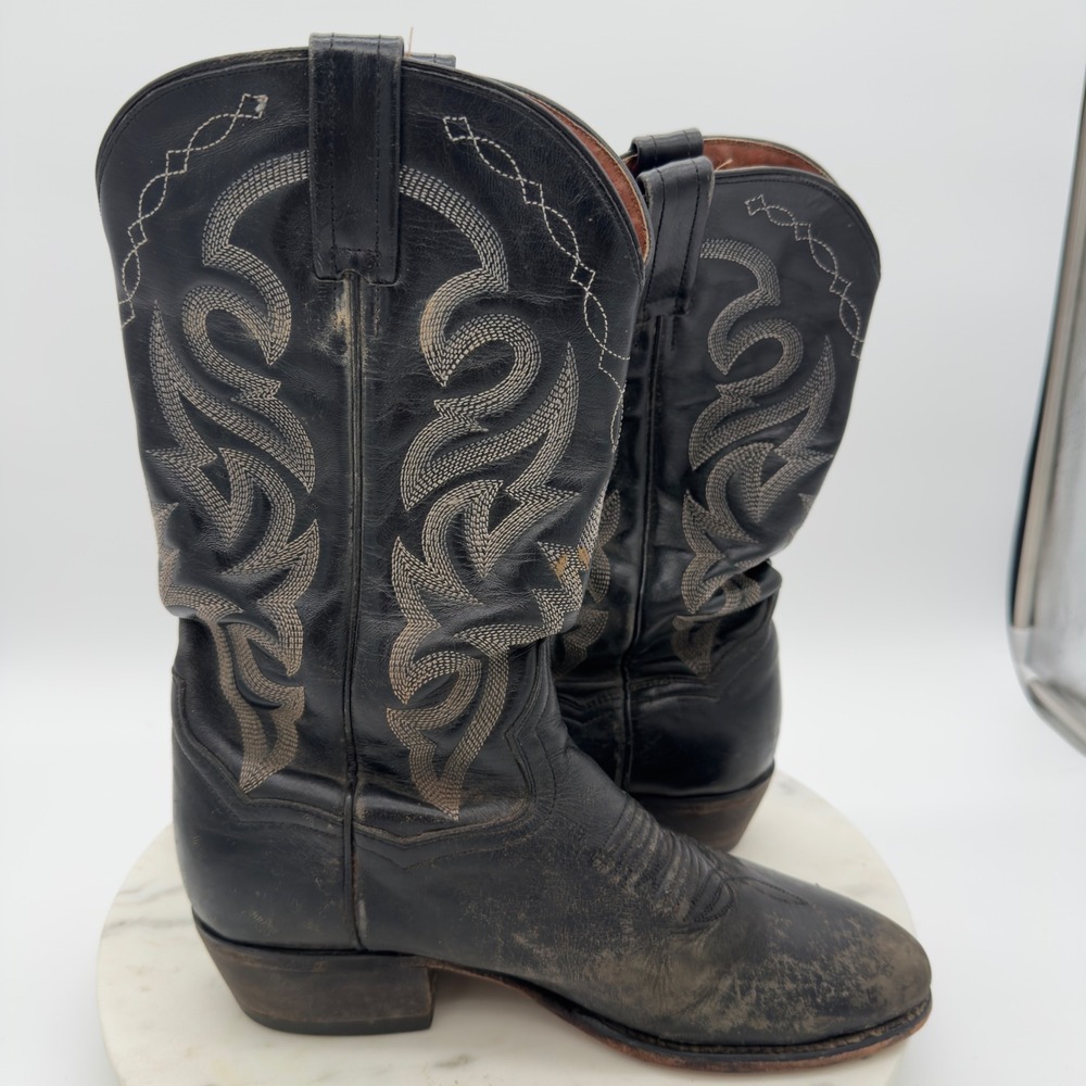 Dan Post Cowboy Boots Mens 9 D Black Leather Western Pointed Toe DP2110 R 1440 - Picture 4 of 10